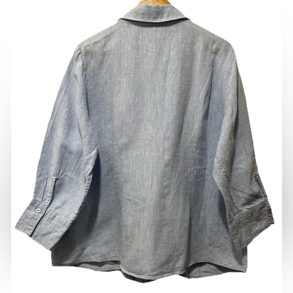 Coldwater Creek 100% Linen Pintuck Zip Front Blouse 2X Lagenlook - Picture 6 of 9